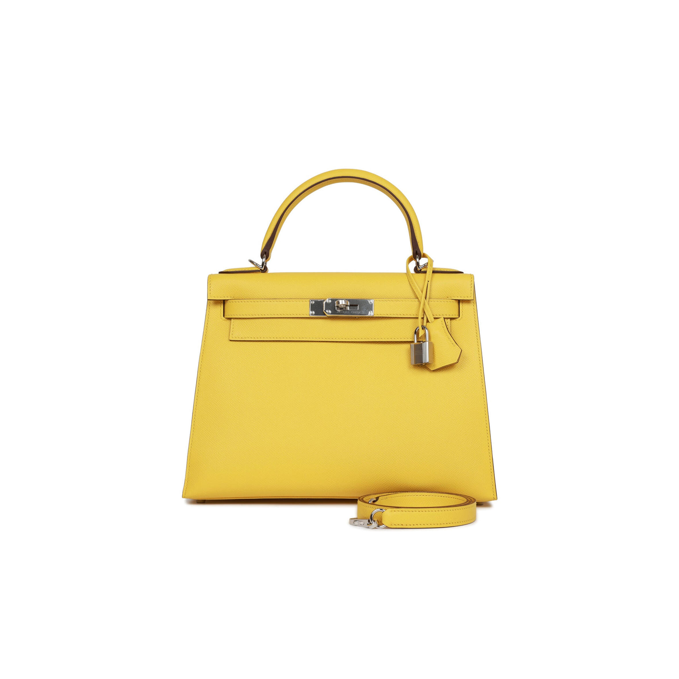 HERMES KELLY 28 JAUNE DE NAPLES EPSOM PALLADIUM HARDWARE (28*22*10cm)